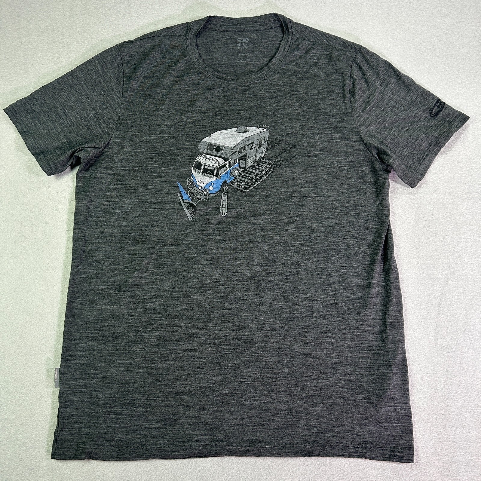 Icebreaker Merino Wool Blend T-shirt Men's Medium Grey Short Sleeve Crew Graphic gallery