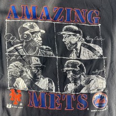 Vintage 1989 NYM Mets MLB Baseball Black T-Shirt Nutmeg Mills USA Free Shipping