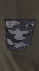 Black N’ Blanc by Projek Raw Olive Green Camo Pocket, Size Zip T Shirt, Mens 2XL