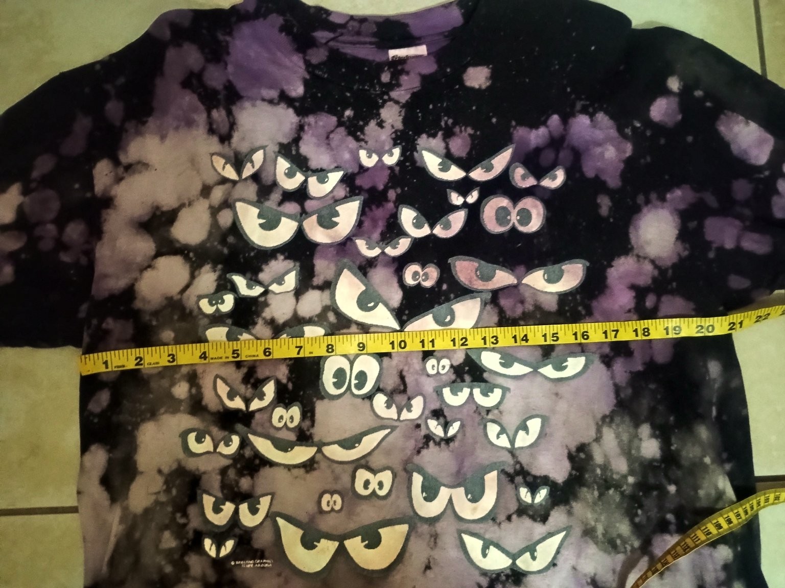 Vintage 90s Stedman Spooky Eyes Men's XL Purple Black Bleach Tie Dye T-Shirt gallery
