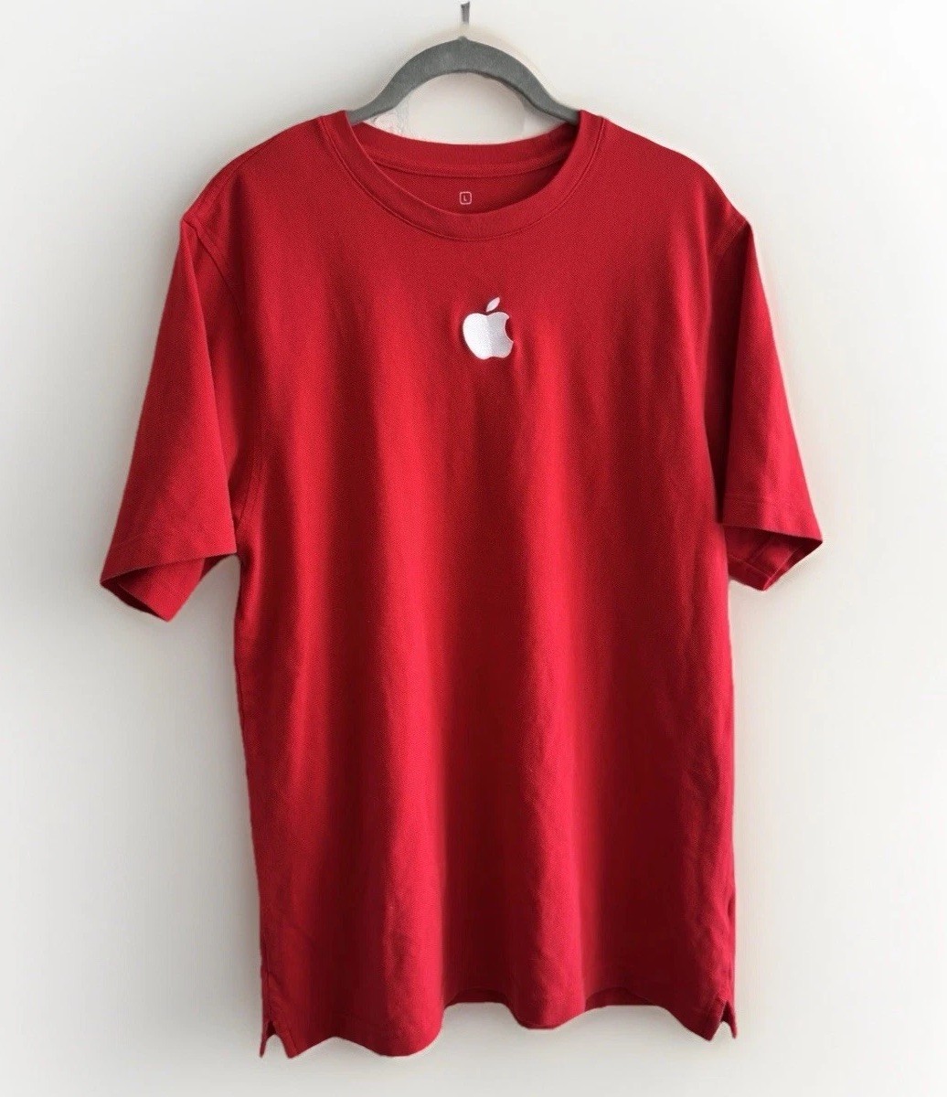 Original Official Apple T Shirt 100% Cotton Size Large Red Short Sleeve Men's gallery