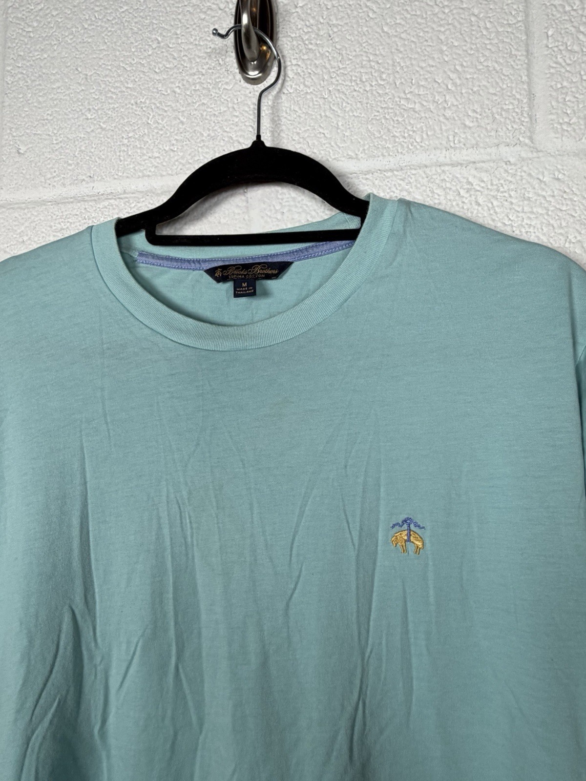 Brooks Brothers Supima Cotton T Shirt Mens Medium Blue Short Sleeve Logo Tee REA gallery