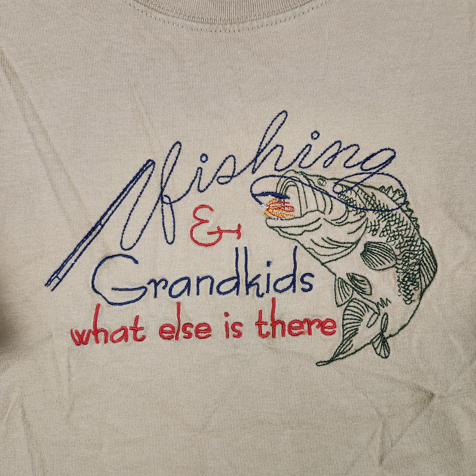 Vintage Grandpa Fishing Grandkids Shirt Mens Large Embroidered Bass Funny Joke gallery