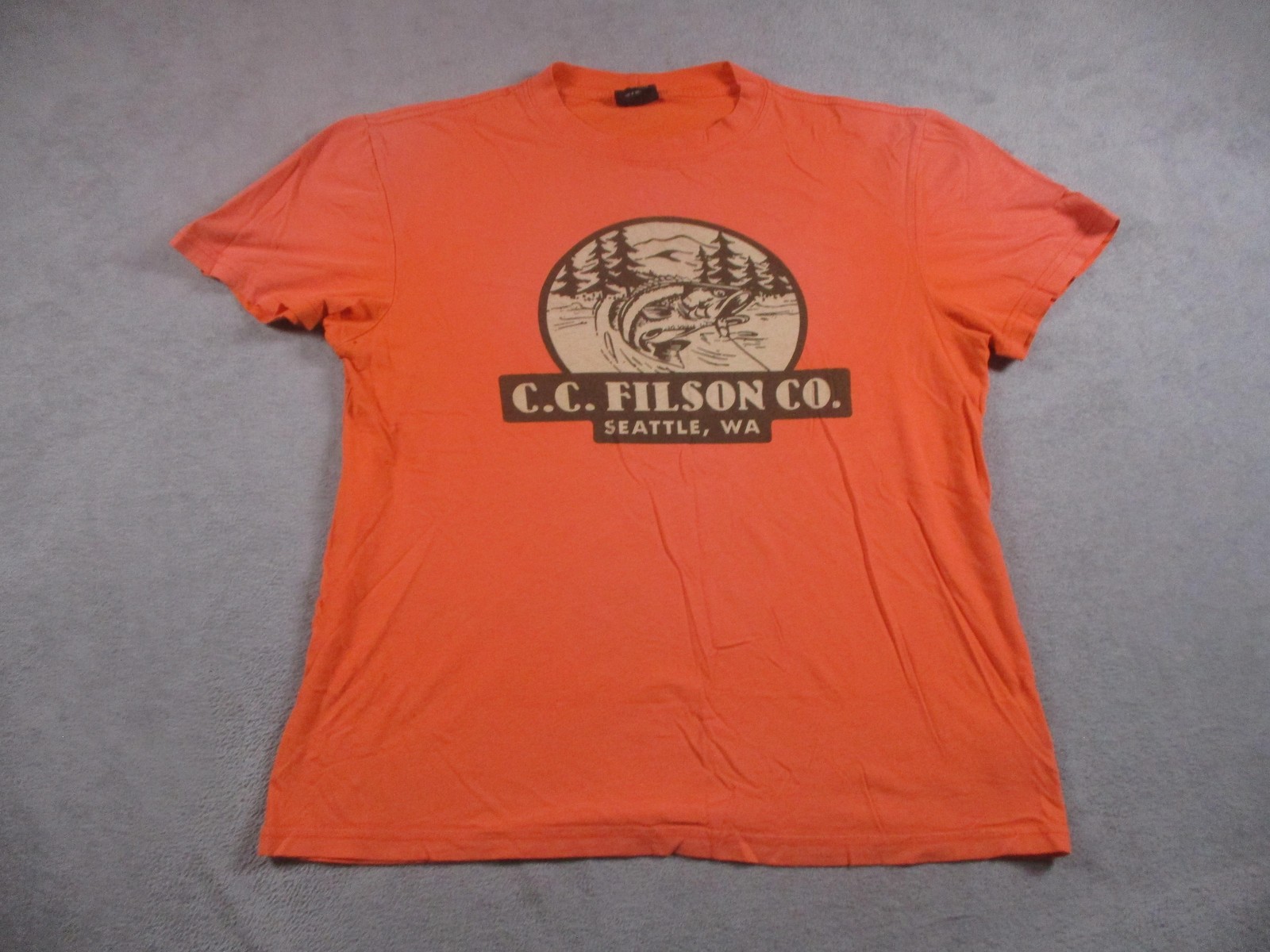 Filson Shirt Mens Medium Orange C.C. Filson Co Seattle WA Graphic Made In USA gallery
