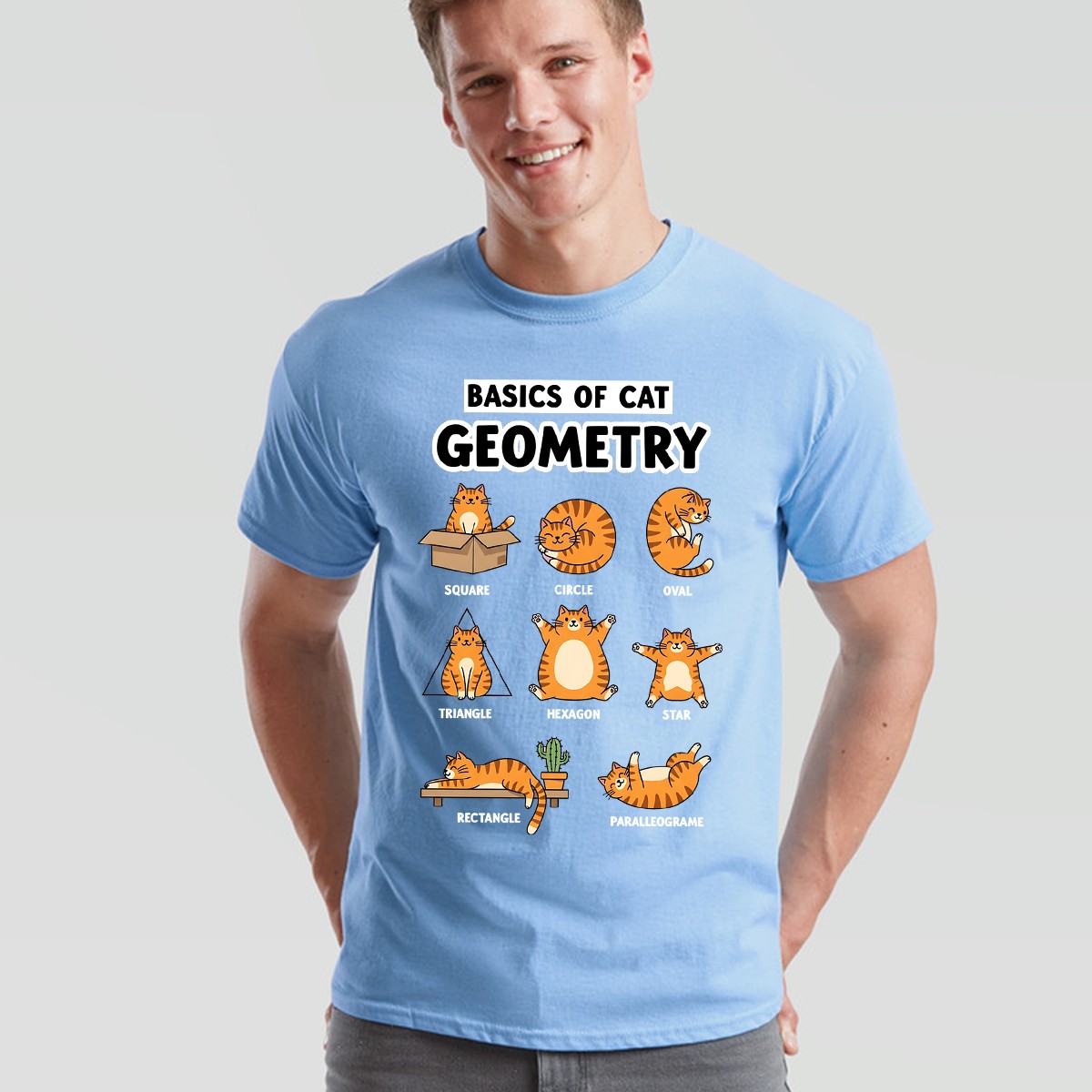 Cat Geometry Graphic Print Animal Meme Mens Womens Shirt Unisex Tee gallery