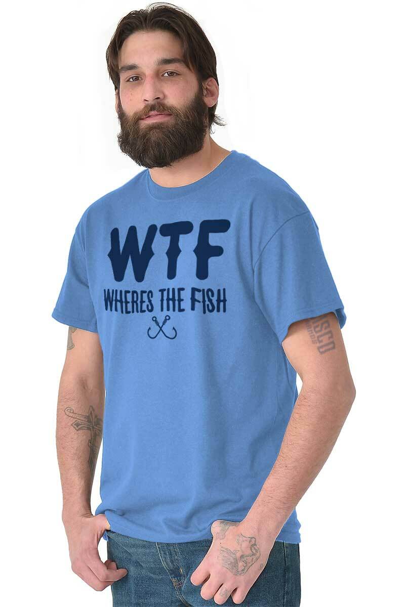 WTF Wheres The Fish Fishing Hobby Angler Gift Mens Casual Crewneck T Shirts Tees gallery