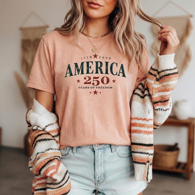 250 Years of Freedom - Bella Canvas, Retro American Flag Shirt, Cute USA Flag gallery
