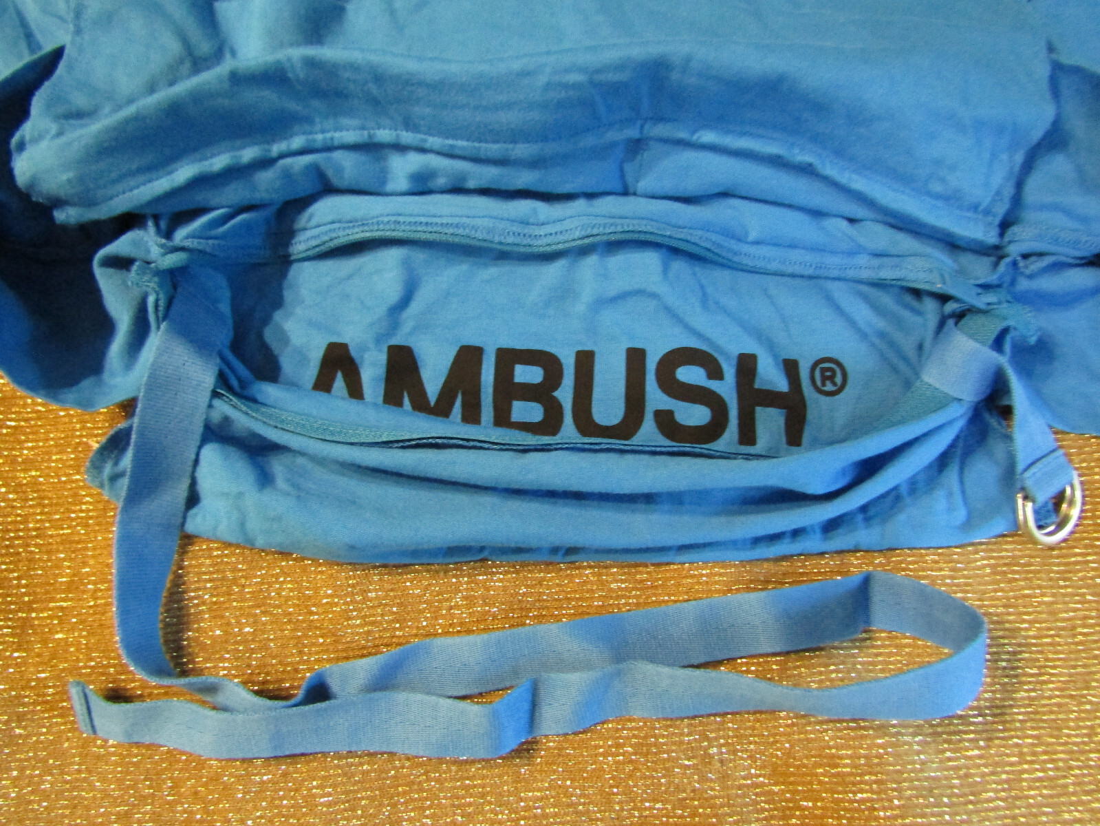 AMBUSH , Deep Wate Blue Packable Waist Pocket Short Sleeve T-shirt NWOT Sz Small gallery
