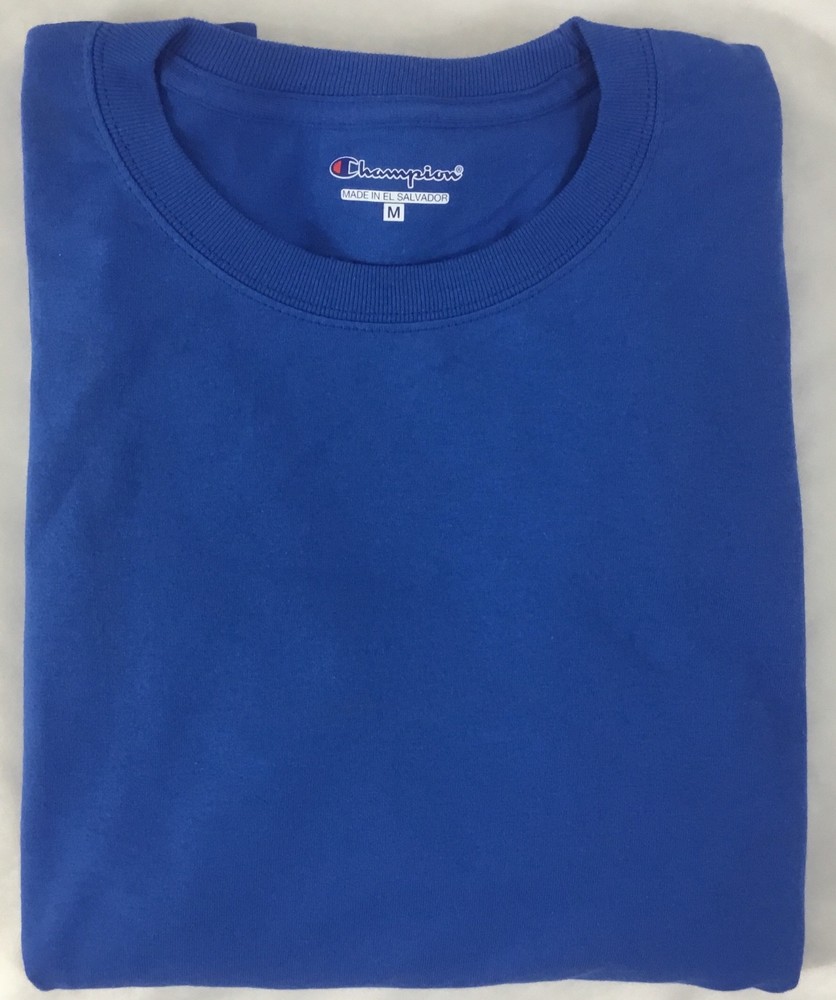 Champion Men ONE Long Sleeve Workout T-Shirt CC8C Ribbed Cuff Blue Size M