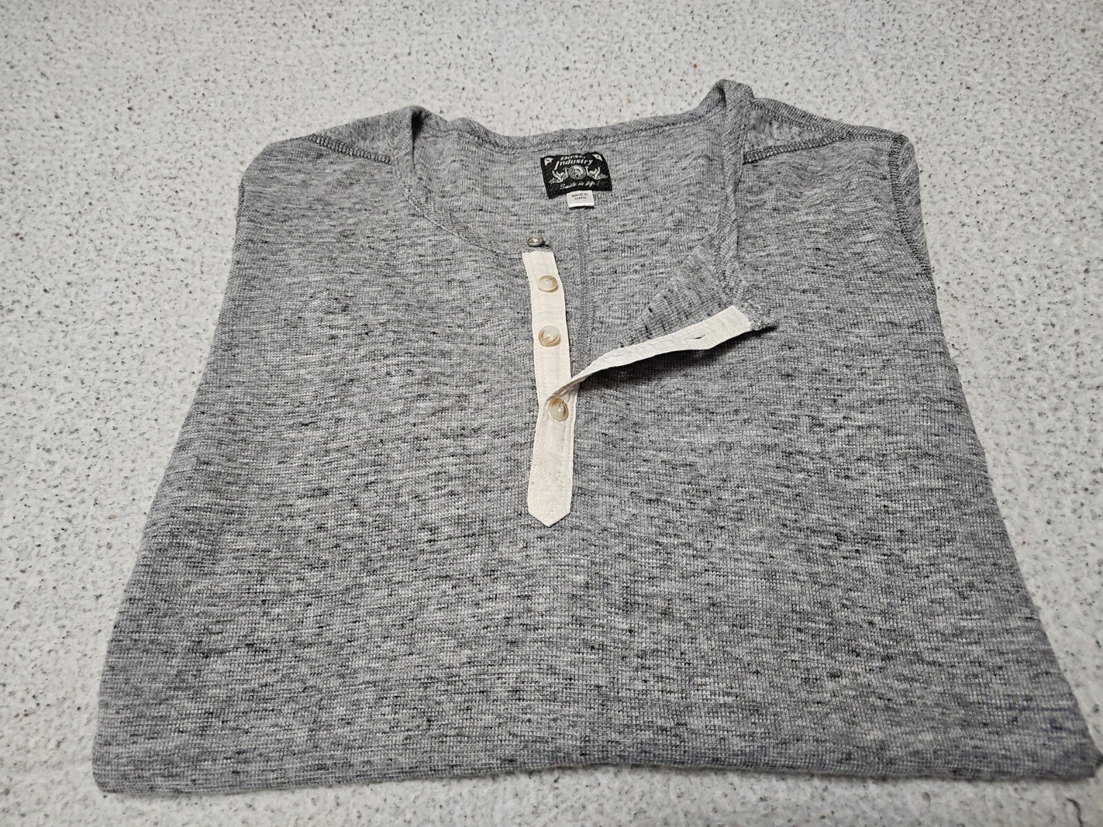 Diesel Industry Henley Stitched Nobel Gray Woven Long Sleeve Shirt SZ Large gallery