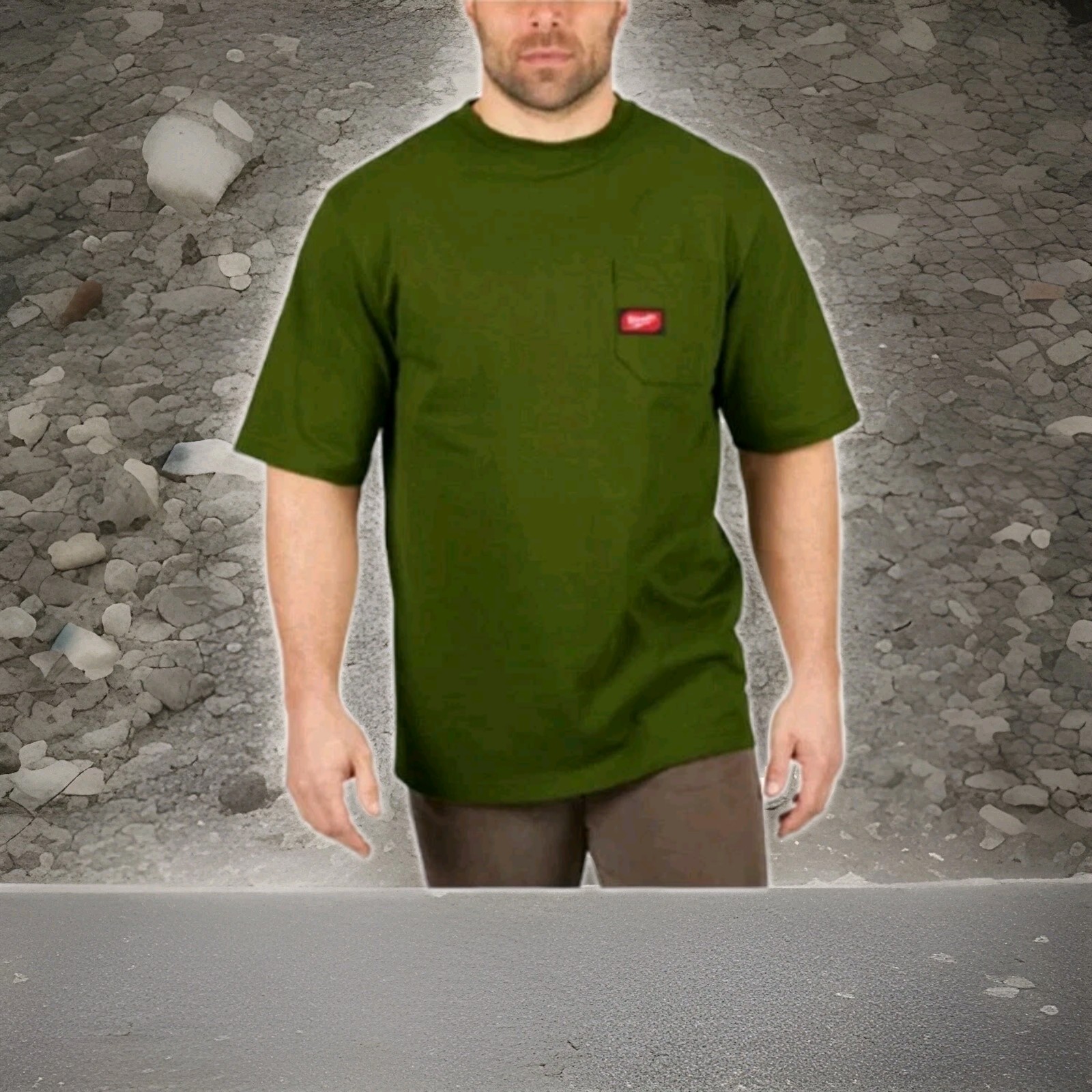 Milwaukee 601OG-S Heavy Duty Pocket T-Shirt 601, Short Sleeve, Army Green gallery