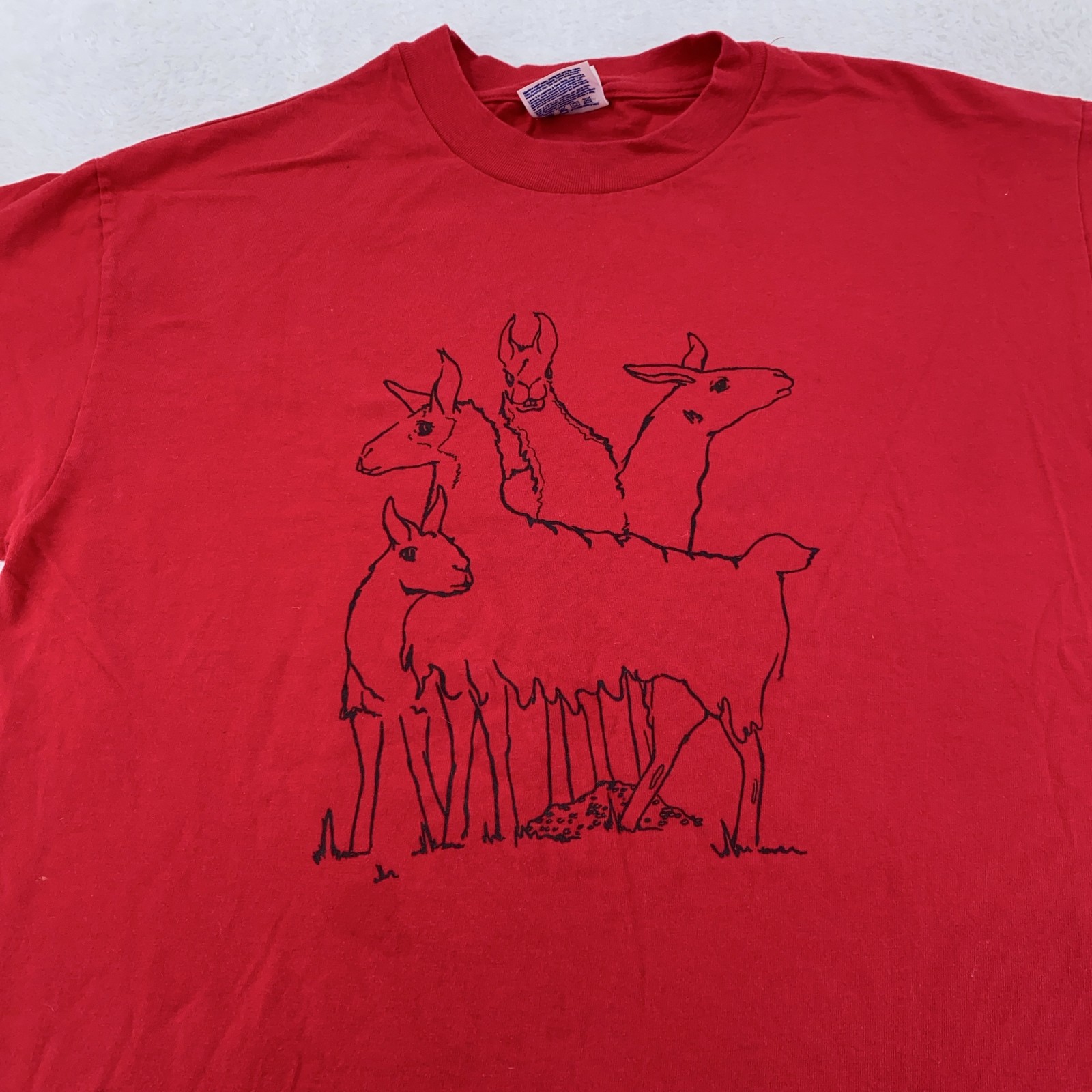 Vintage Llama Shirt Mens Large Nature Farm Animal Print 90s Tee
