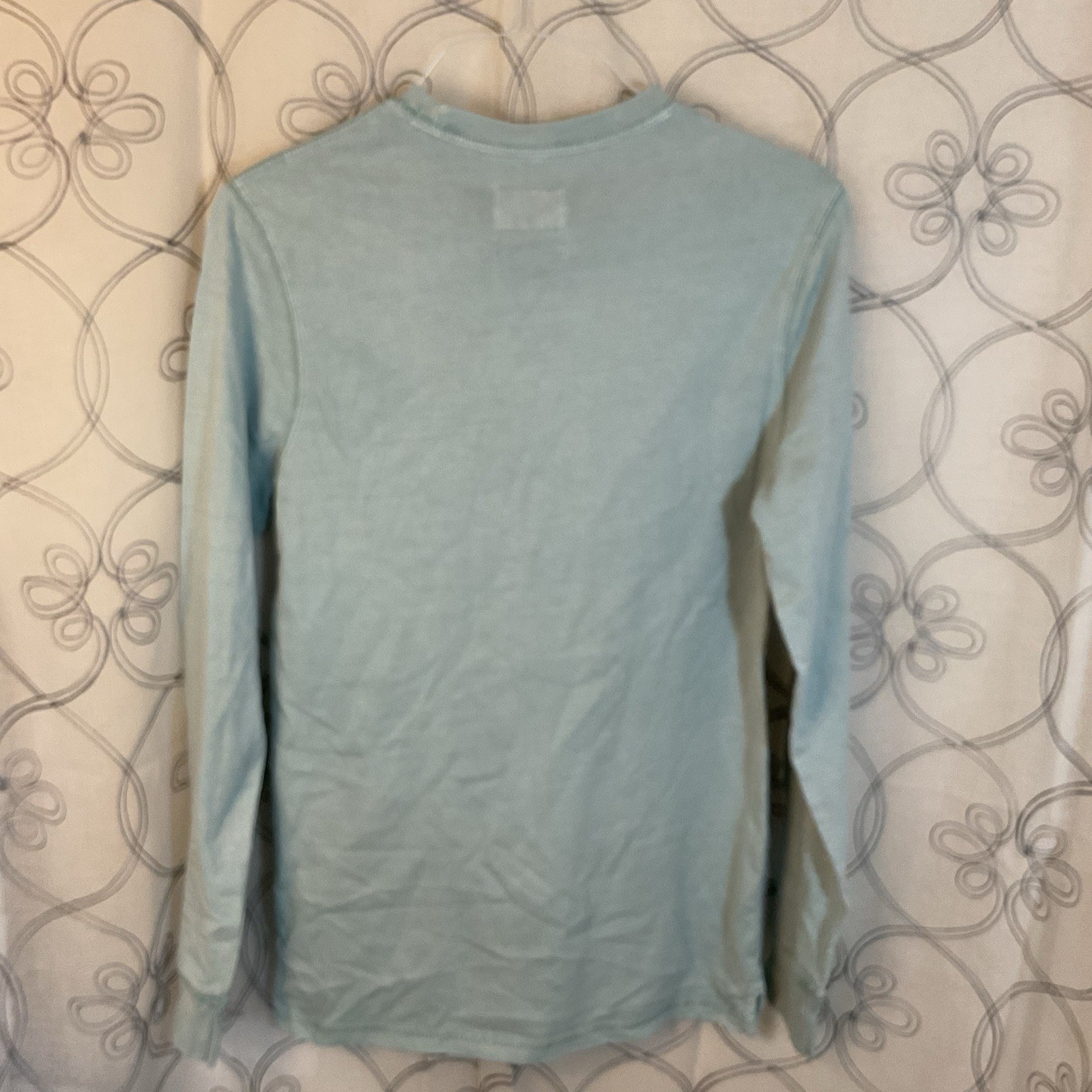 Men's Crewneck Long Sleeve T-Shirt - Goodfellow & Co Light Aqua Blue Size Medium gallery
