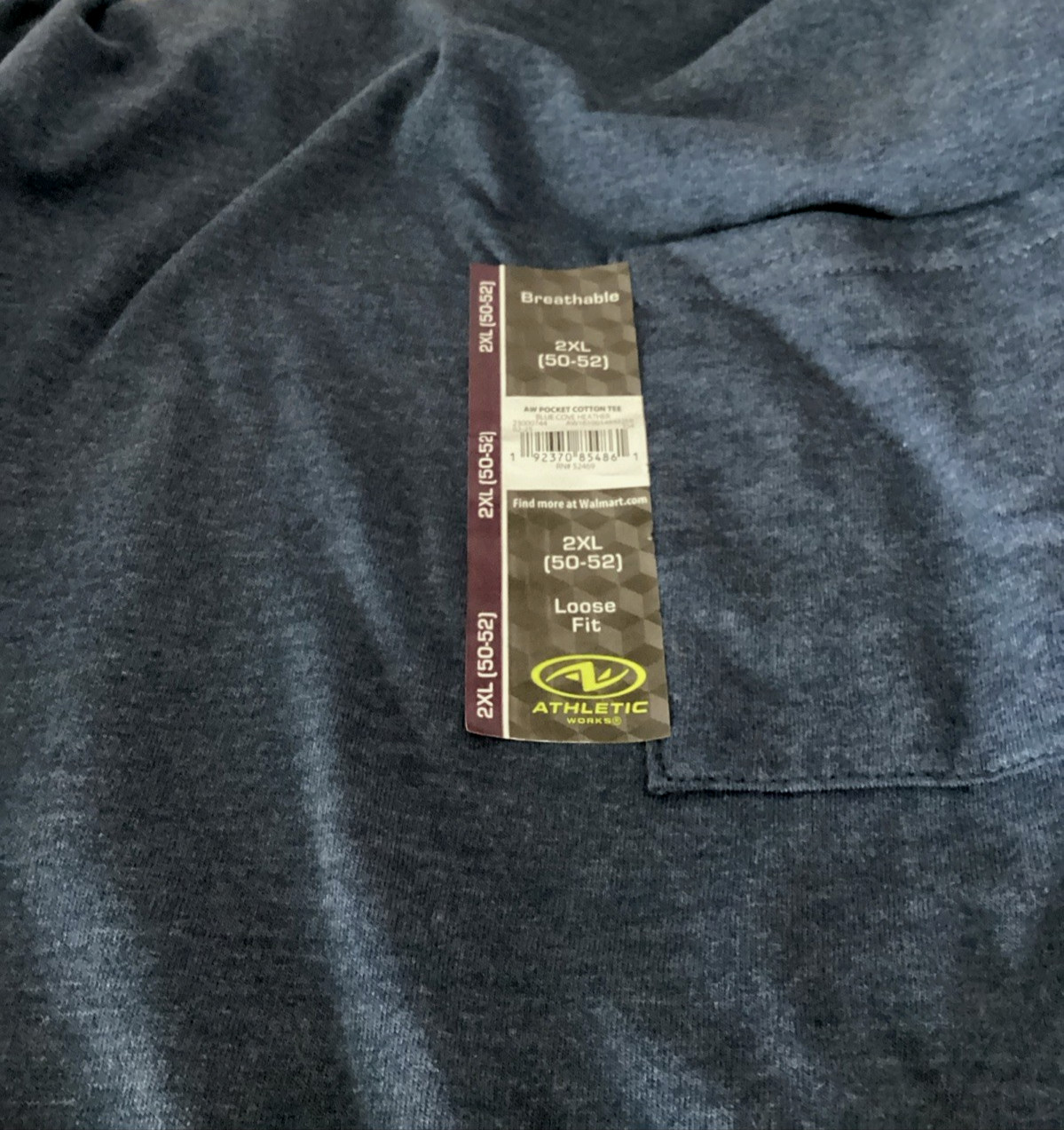 ATHLETIC WORKS Breathable Navy Short Sleeve Crew Neck Pocket T-Shirt Sz 2XL* gallery