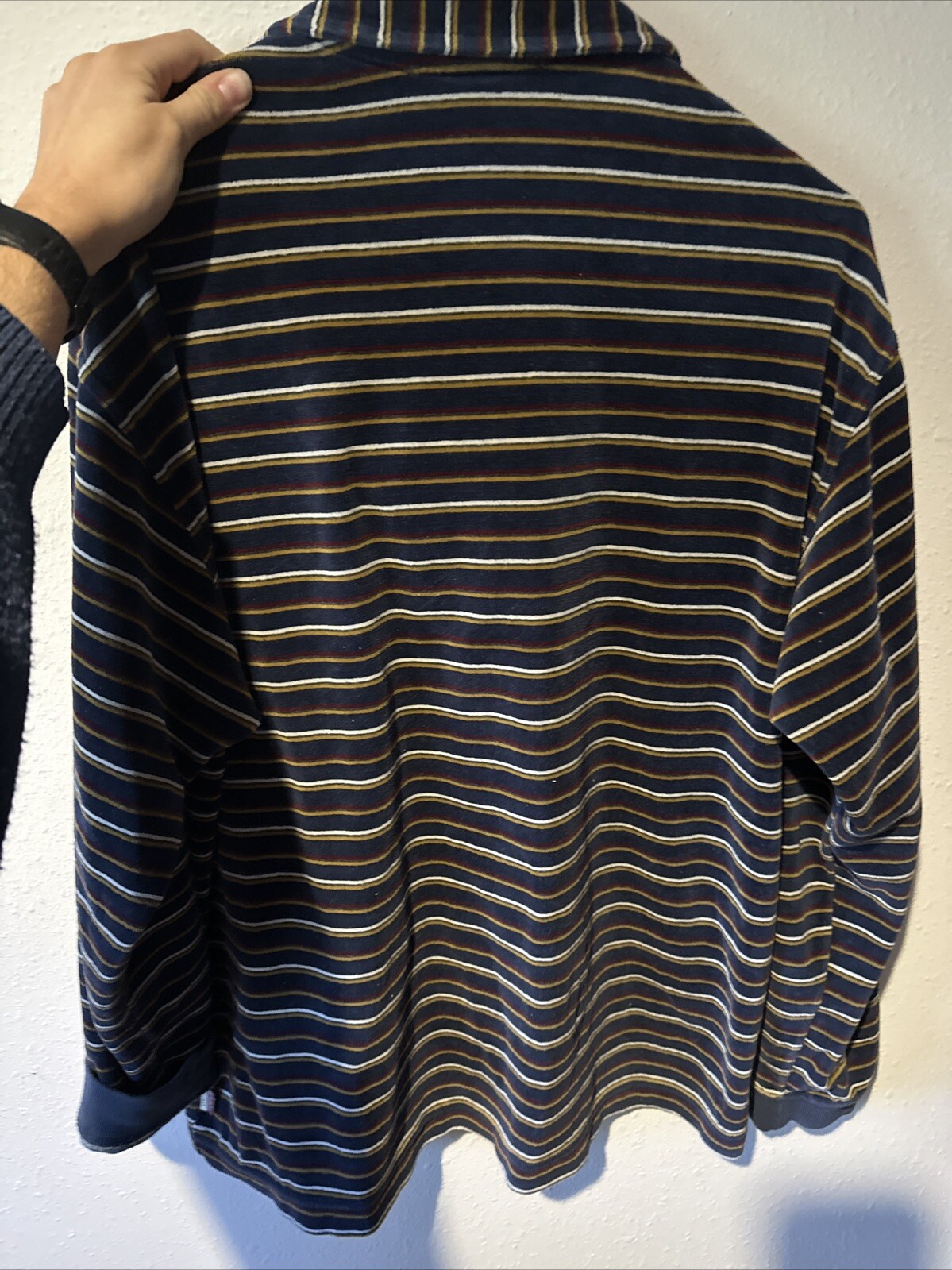 Vintage Levi’s Terry Cloth Stripe Tee Size XL USA 90s Y2K Black Stripes, Zip gallery