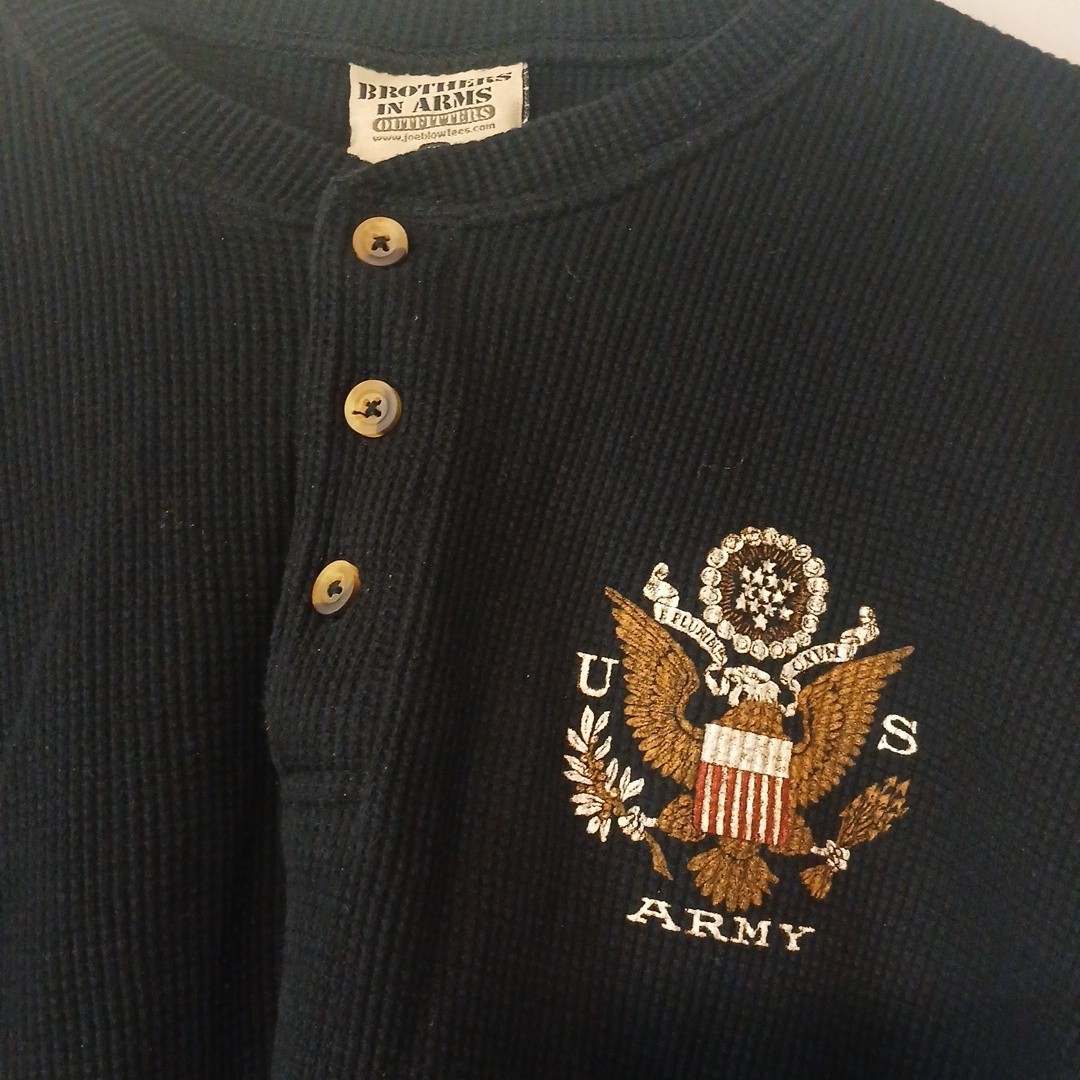 Brothers In Arms Outfitters US ARMY Eagle Black Waffle Fabric Pullover Size XL gallery