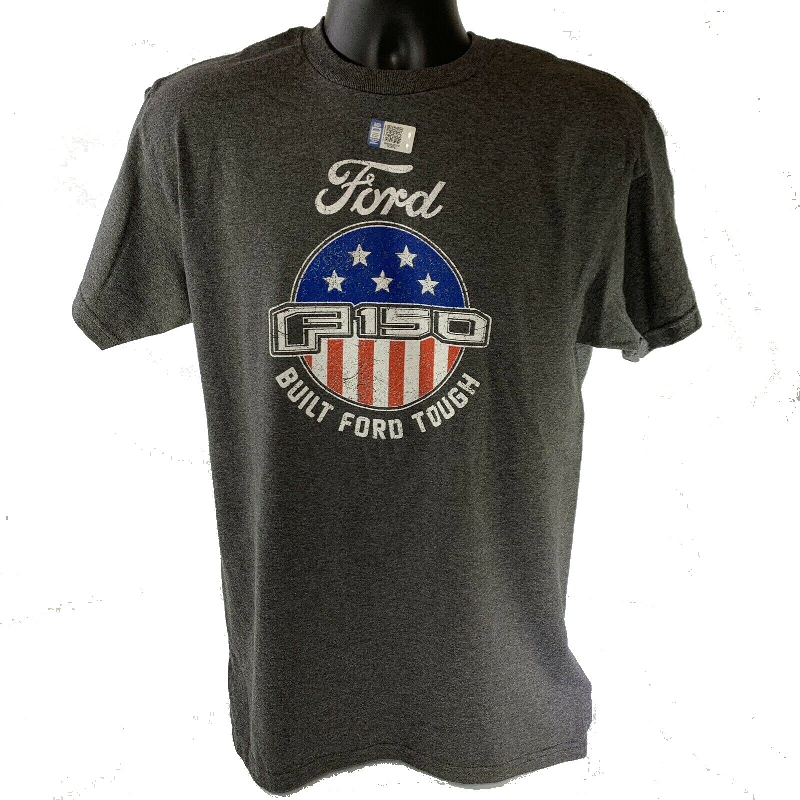 Ford F-150 T-Shirt - Gray w/ Emblem & Built Ford Tough American Flag (Licensed) gallery