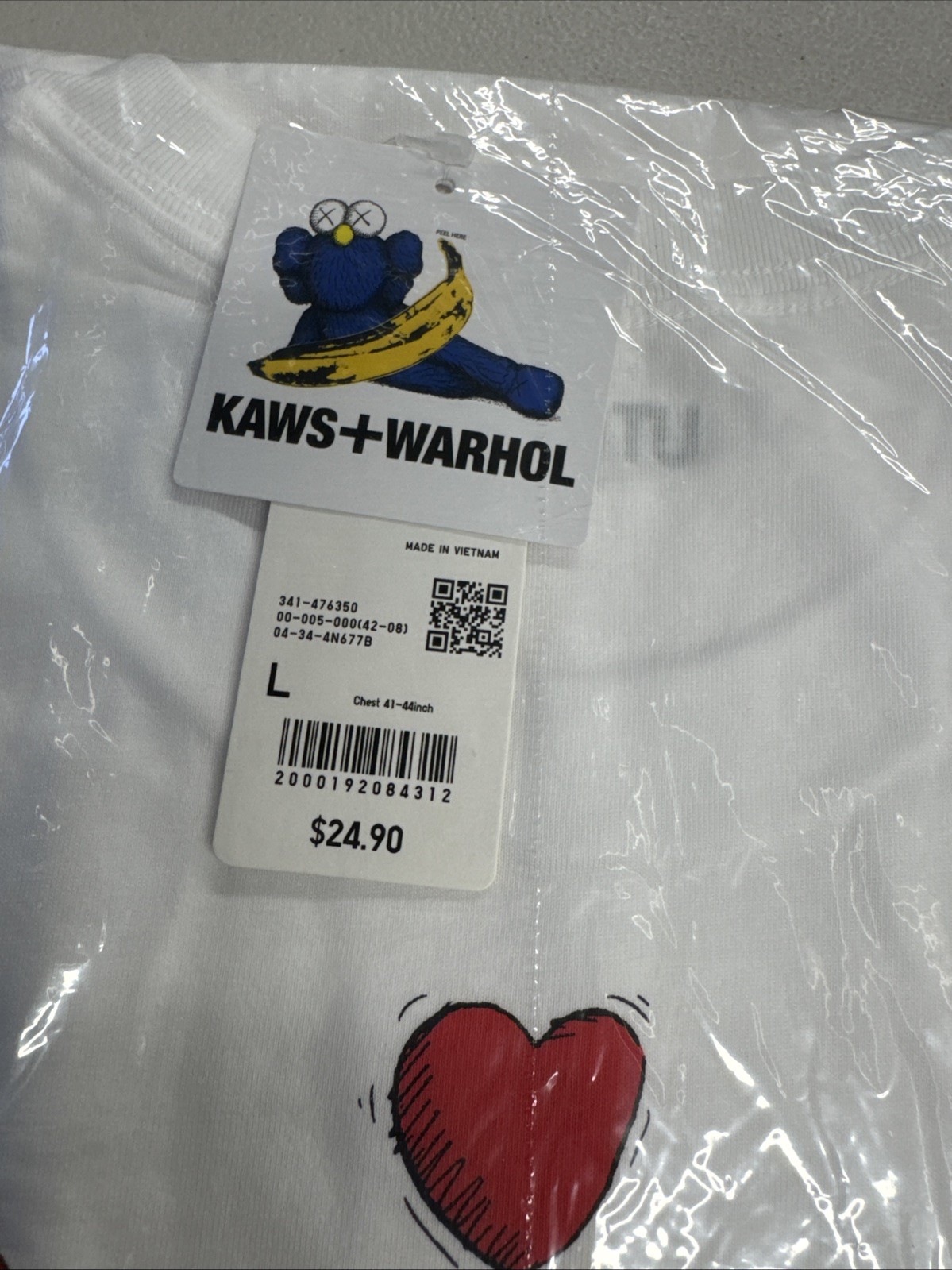 Uniqlo Kaws x Andy Warhol Graphic Print Tee Shirt Rabbit & Hearts Men’s Large gallery