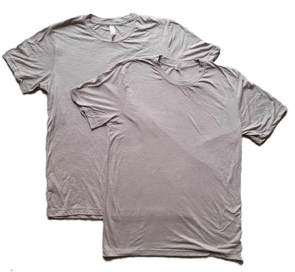 2 Gray Blank T-Shirts Men’s Medium Tri-Blend Soft Casual Crew Neck – NWOT