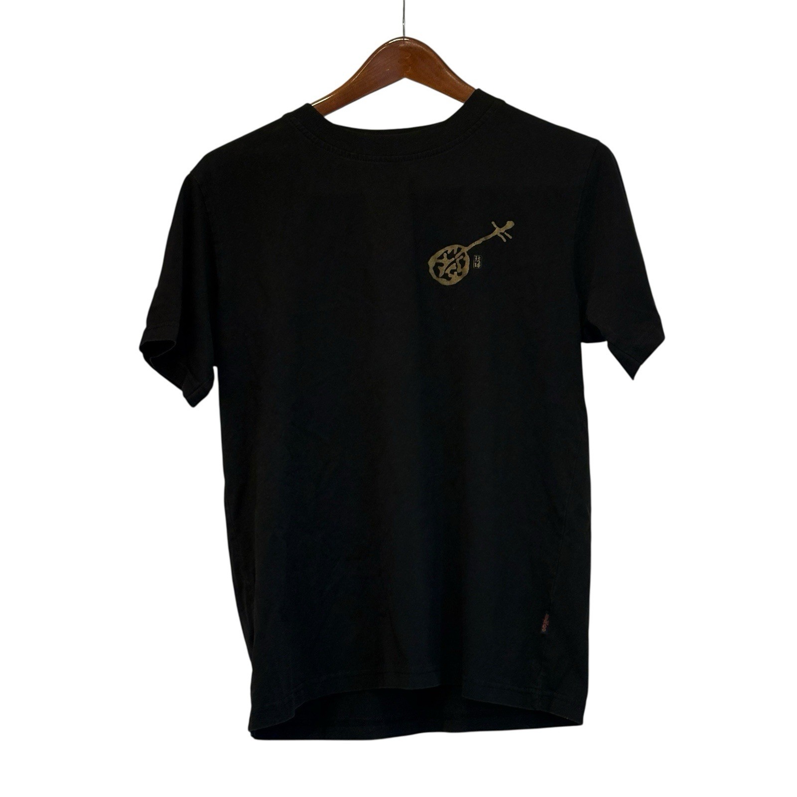 Ryukyu Shamisen Pattern Black Tee Shirt Mens Japanese Size Medium No Size Tag gallery
