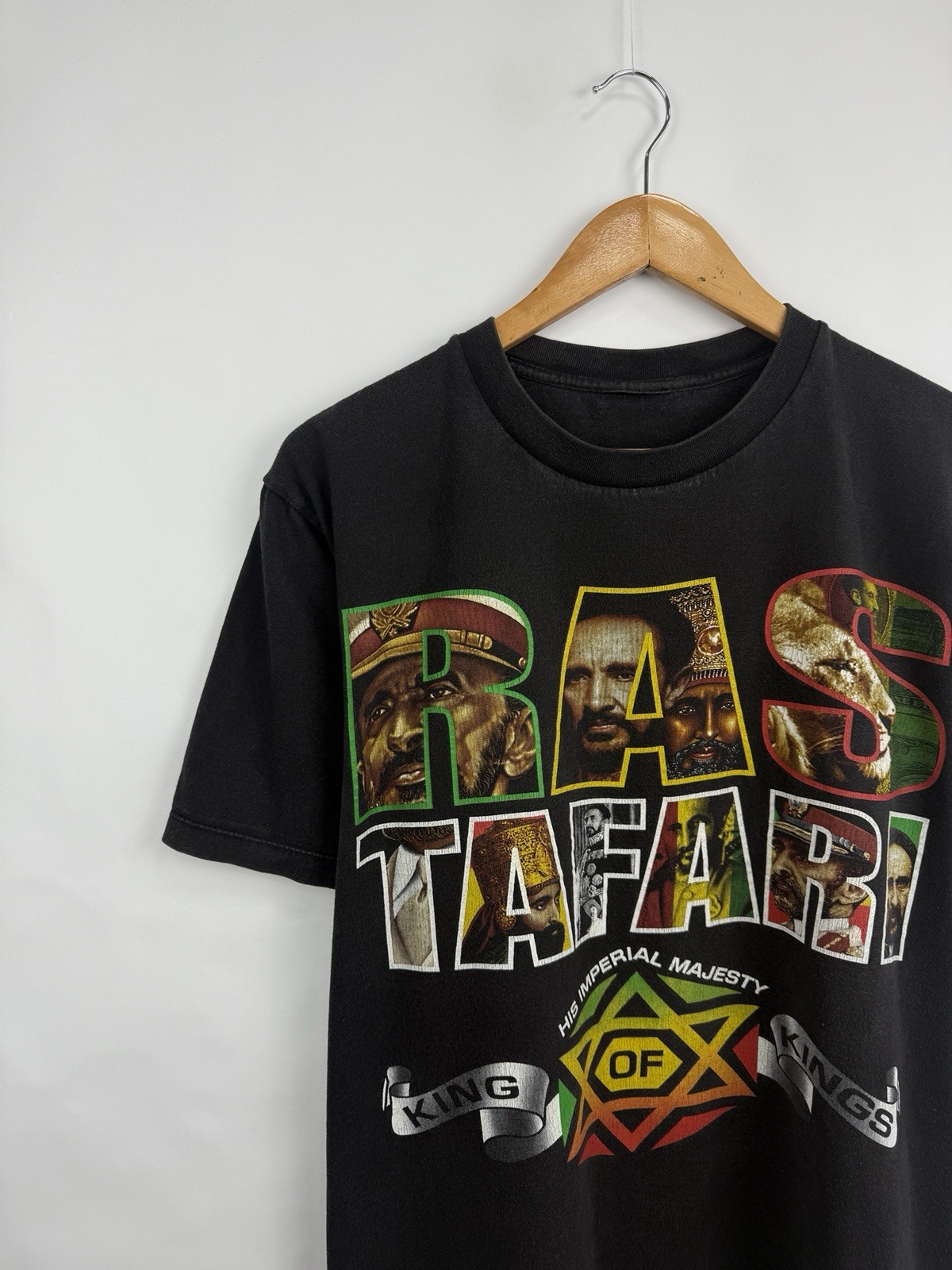 🇪🇹 Vintage 90s Haile Selassie RasTafari Emperor Ethiopia King Size L Color... gallery