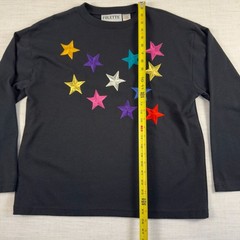 Folette Vintage Embroidered Multi-Color Star Long Sleeve Shirt Size Large
