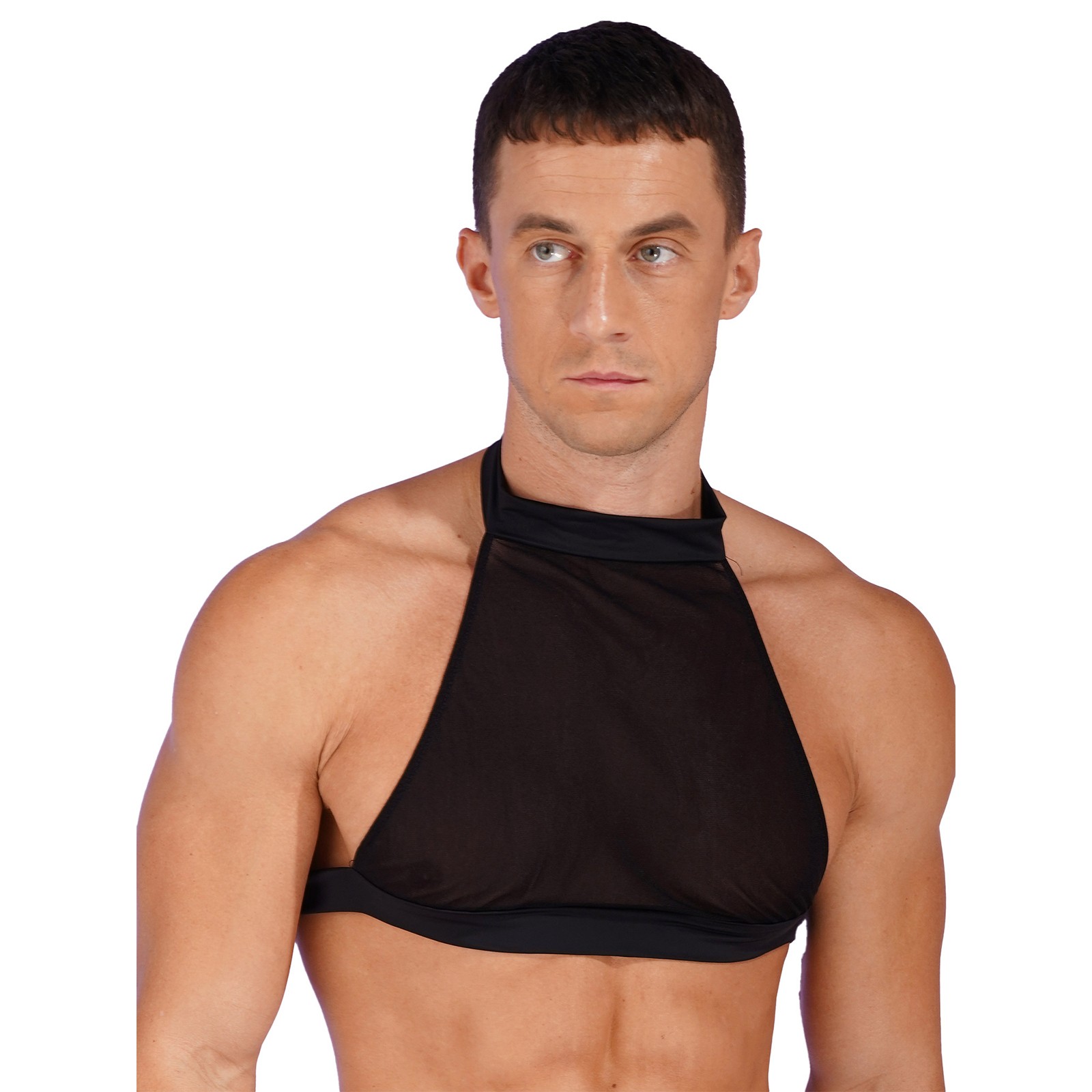 Mens Crop Tops Transparent Tank Vest Sheer Shirts Sports Backless See Through
