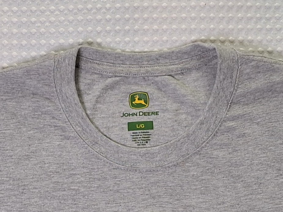 John Deere Logo Grey Cotton Blend T-shirt Size L gallery