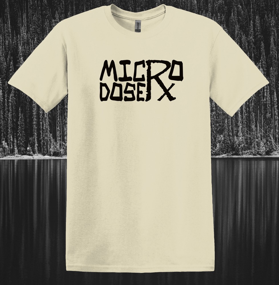 MICRODOSE RX 100% cotton sand kaki t-shirt black graphic NEW SIZE 2XL