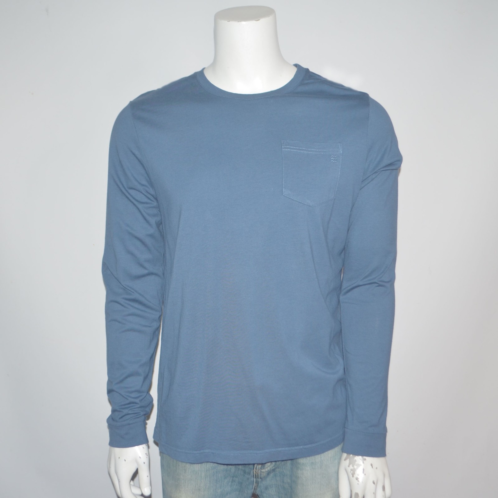 Mint FREE FLY Cotton Bamboo Crew Neck Blue Long Sleeve Tee T-Shirt Sz L gallery