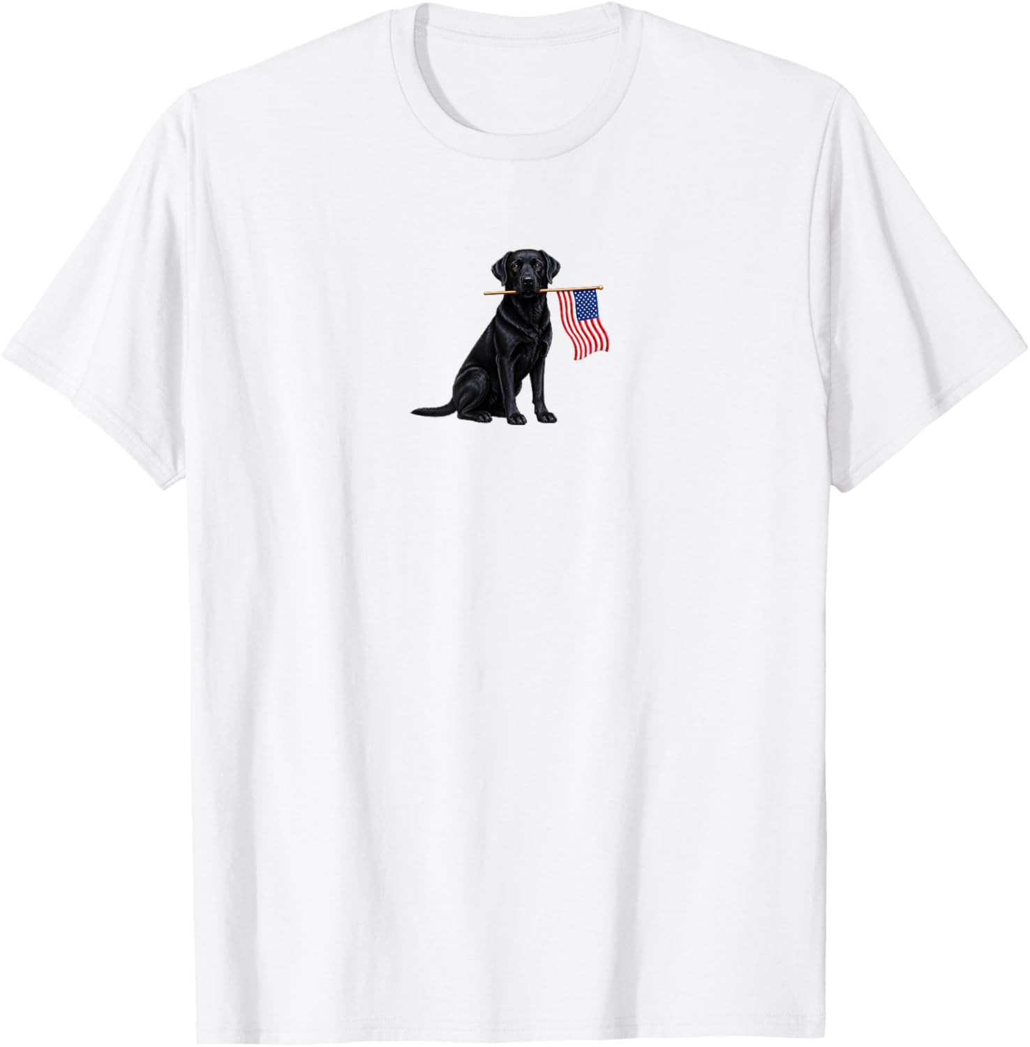 Black Labrador Retriever Holding American USA Flag 4 of July T-Shirt Gift S-5XL gallery