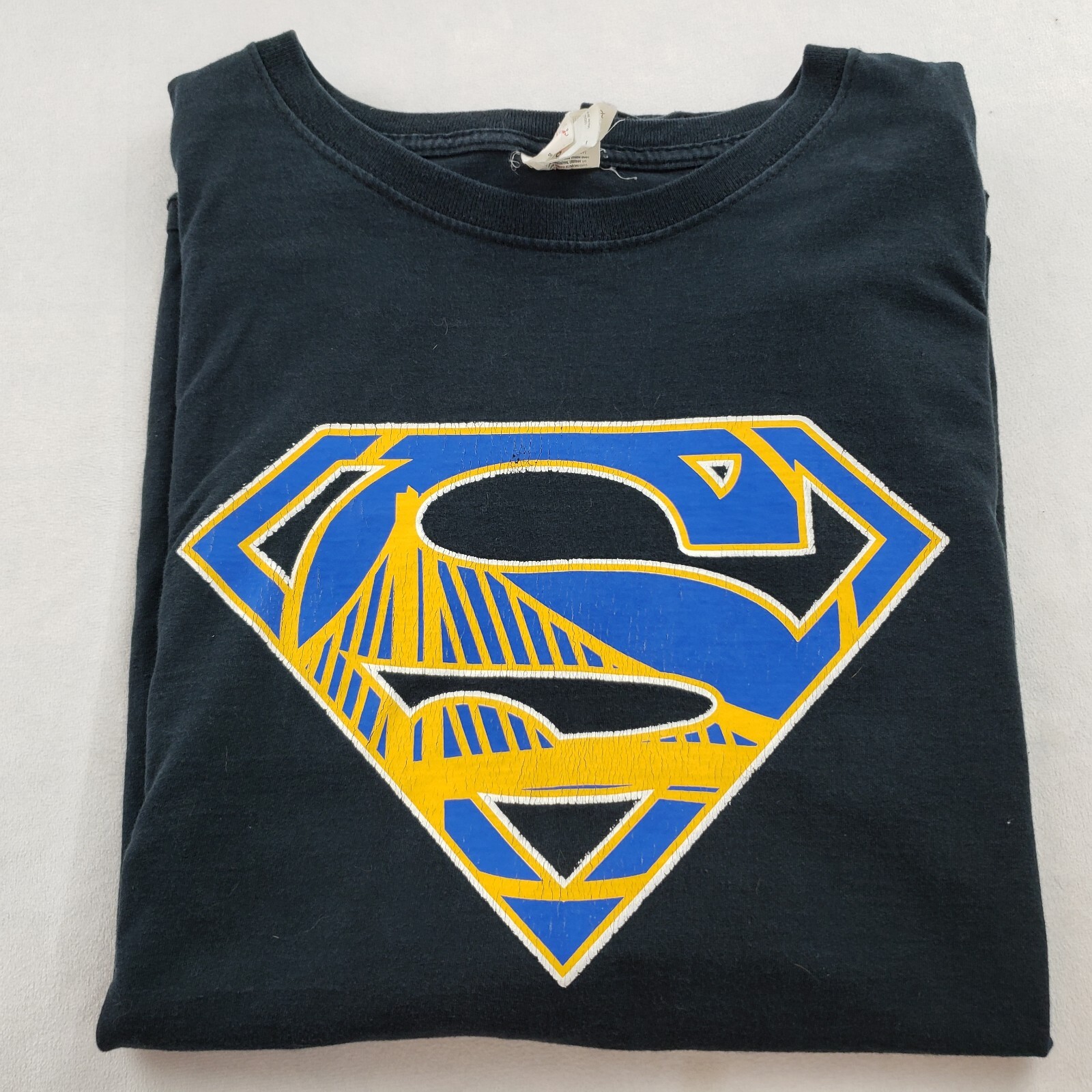 Golden State Warriors Superman T Shirt Silk Screened 2 Sided 3XL Vintage Y2K