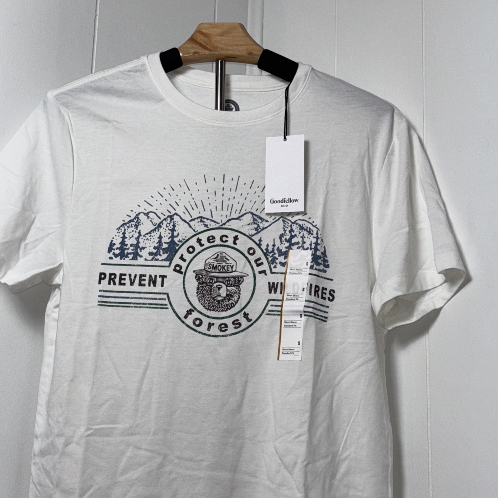 New Goodfellow Men's Short Sleeves Prevent Forest Fires Smokey the bear Size S gallery