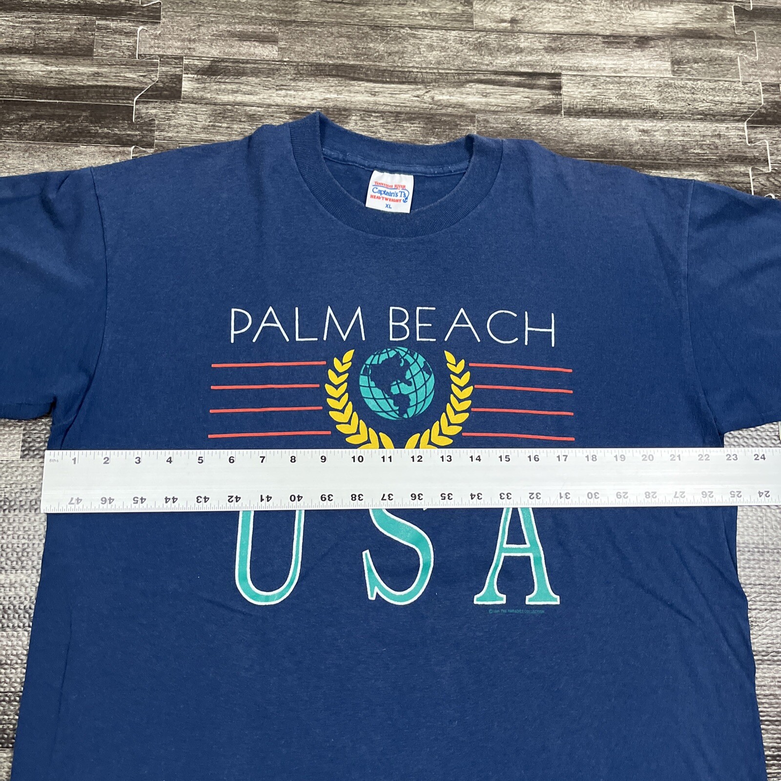 Vintage Palm Beach USA Single Stitch Graphic Tshirt Blue XL VTG 90s Beach gallery
