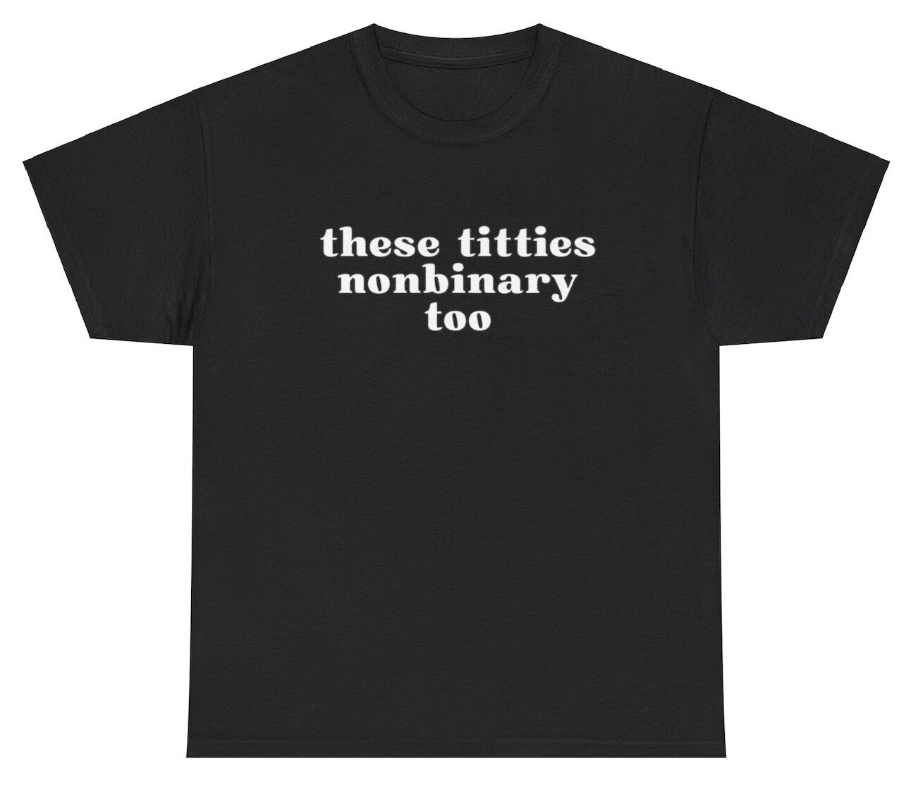 These Titties Nonbinary Too T Shirt Funny Y2K Bisexual Silly Joke LGBTQ Gift Tee