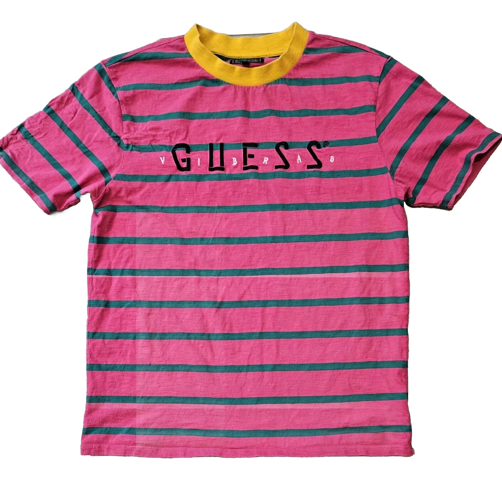 Guess X J. Balvin Vibras Tour Collection Neon Stripe Tshirt Retro Size Small