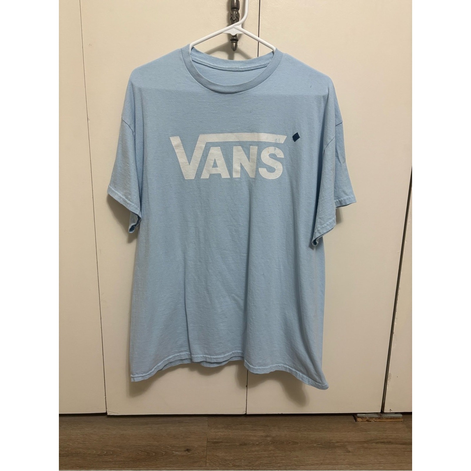 Vans Baby Blue Logo Graphic T Shirt Y2K Skater Short Sleeve Size XL Unisex gallery