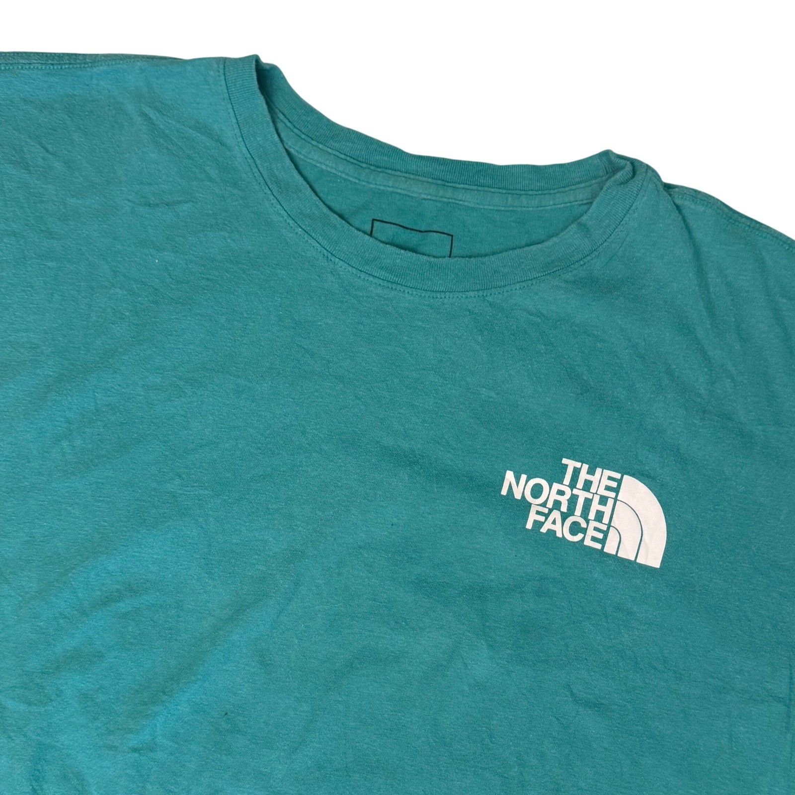 The North Face Mens Box Logo Graphic T-Shirt Teal Green Never Stop Exploring L