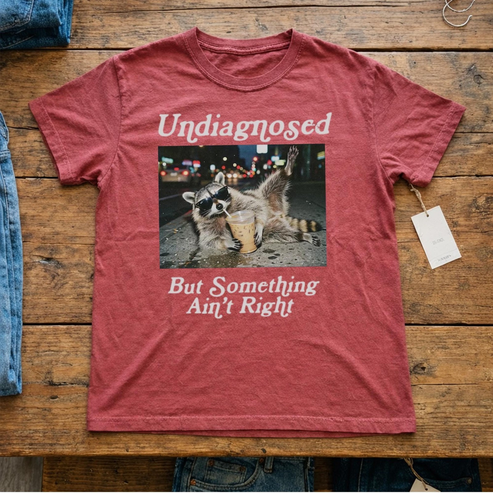 Funny Raccoon Coffee Shirt Undiagnosed But Something Ain't Quite Right Tee gallery