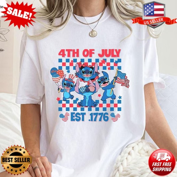 Patriotic Stitch Tee, Funny July 4th Est 1776 - American Stitch T-Shirt S-3XL gallery