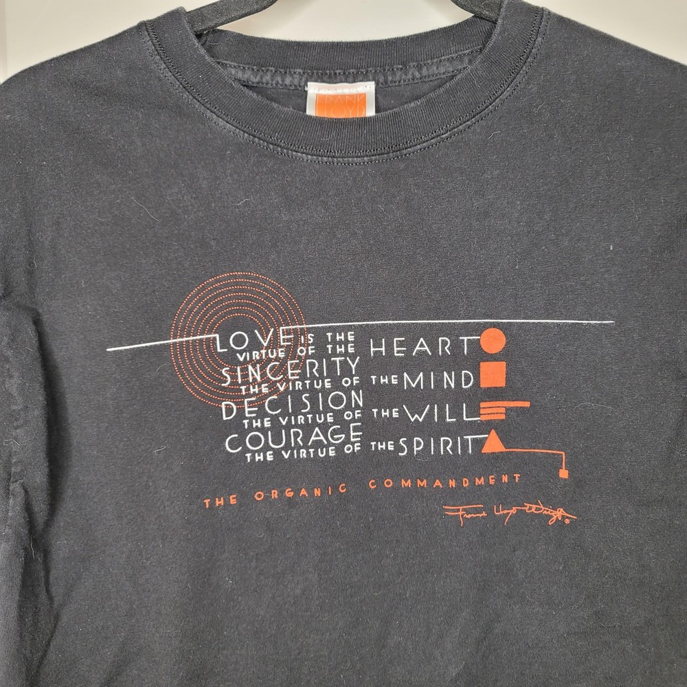 Frank Lloyd Wright Hanes Organic Commandment Shirt Mens Medium Black Graphic Tee