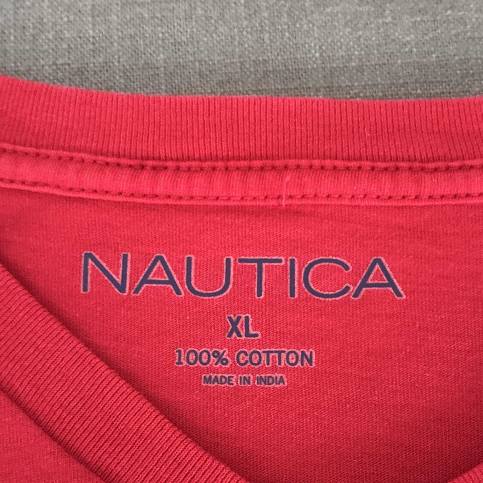 Nautica Men’s Red Crew Neck Short Sleeve Cotton Knit Solid Logo T-Shirt XL gallery