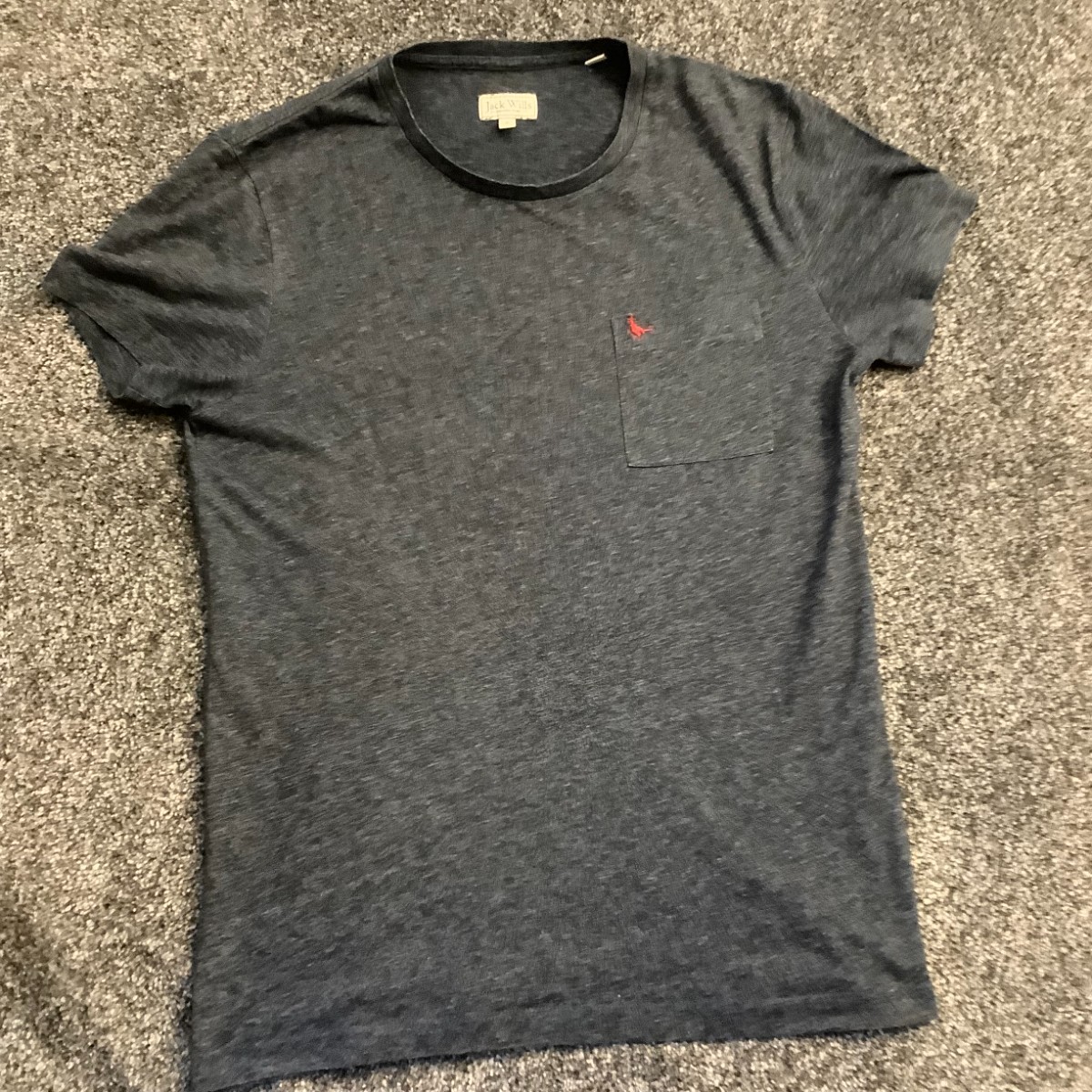 Jack Wills Mens Grey Short Sleeve Pocket Crew Neck Tee Size S Cotton Poly Blend
