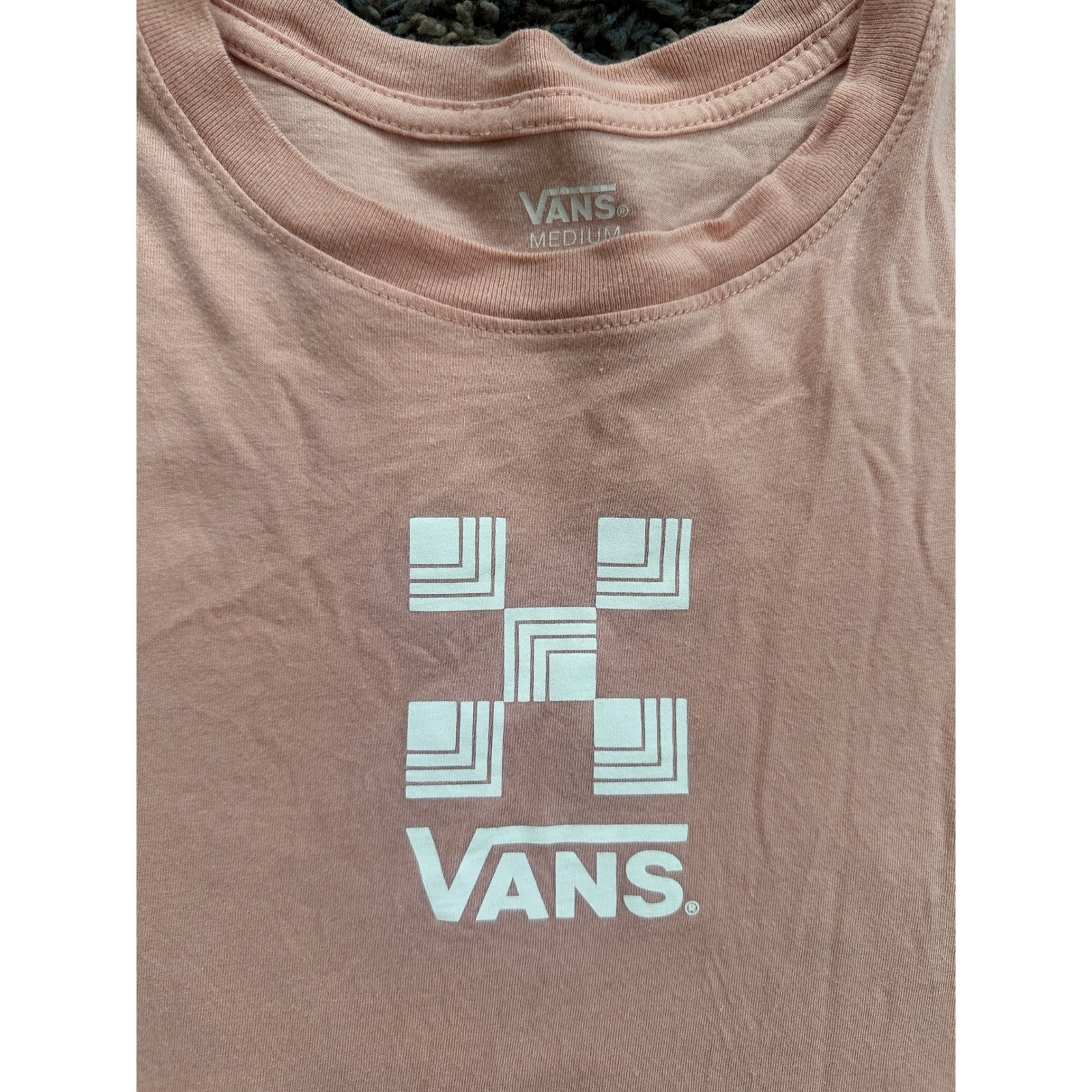 Vans mens Long Sleeve Graphic T-Shirt Pink Checkerboard Logo VN0A7S1V Medium gallery