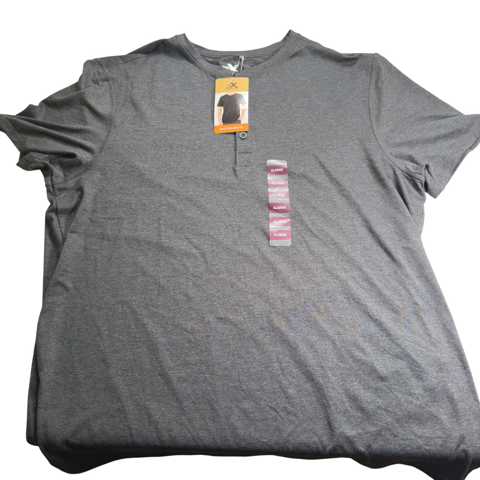 ZeroXposur Henley Melange Tee Shirt Gray Black Poly Spandex XL NWT gallery