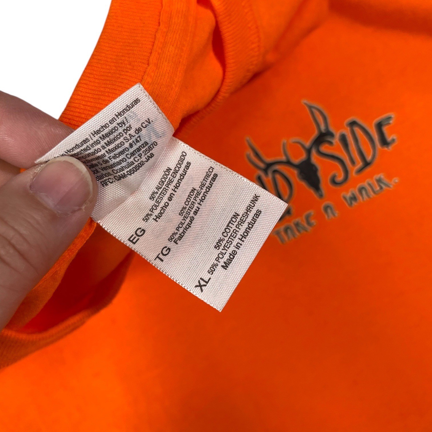 Wildside XL Orange Long Sleeve T-Shirt Graphic Deer Skull Outdoor Hunting gallery