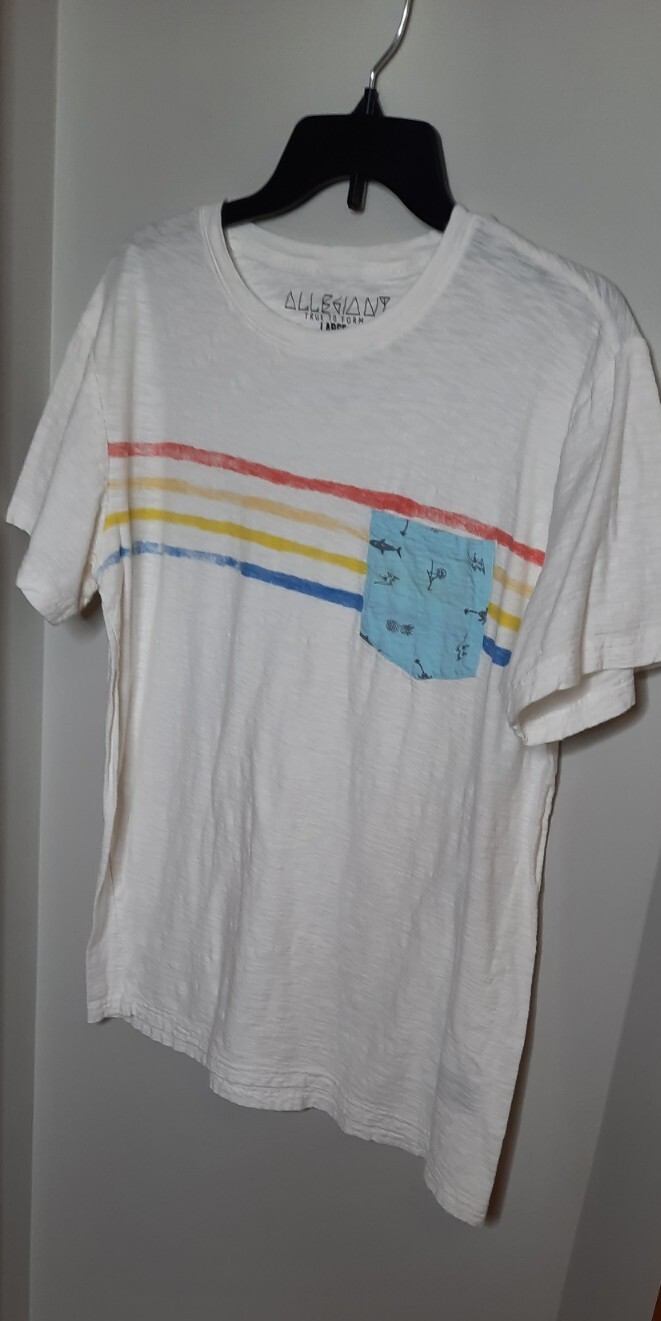 Allegiant True To Form Mens Crew Neck T Shirt Pocket Tee Size L White Beachy gallery
