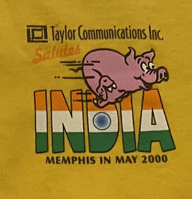 Memphis in May 2000 Salutes India Sz L T-Shirt Pig Riding Elephant Pyramid gallery
