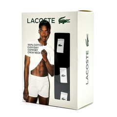 Lacoste 100% Cotton Regular Fit Crew Neck Undershirt 3-pack Black Large NEW