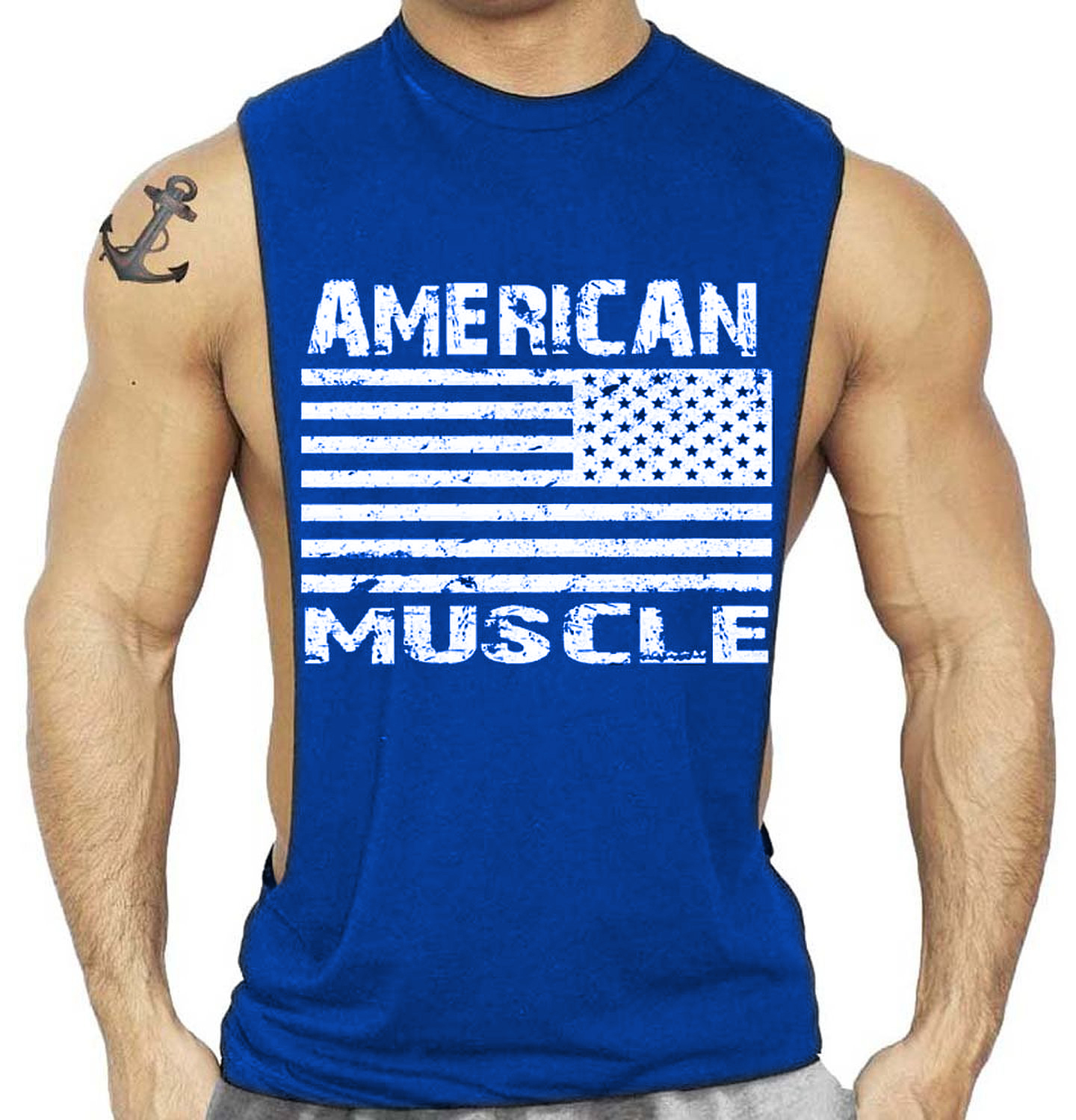 Men's Gym Bodybuilding Workout Sleeveless Fitness American Muscle Tank Top Vest gallery